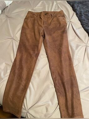 Brown Suede-Look Straight Leg Pants Chicos 1R nwot